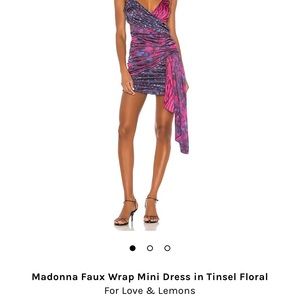 NWT- Madonna Faux Wrap Mini Dress- Small